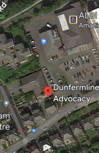Image from Google maps showing location of the Dunfermline Advocacy office.